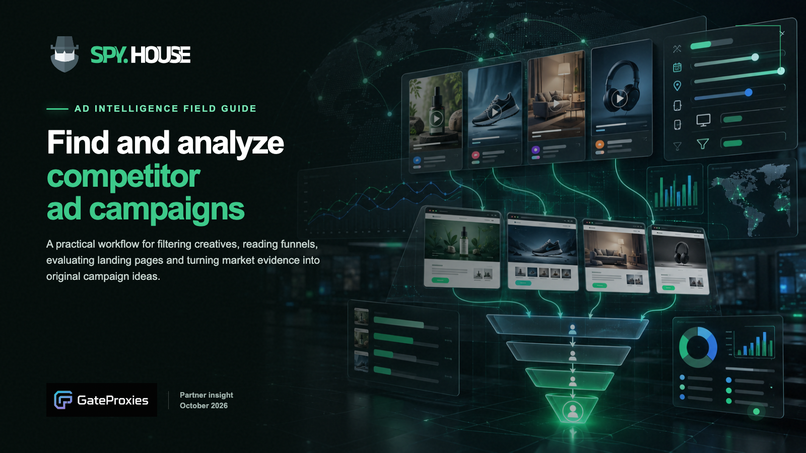 Competitor ad campaign analysis workflow with Spy.House and Gateproxies